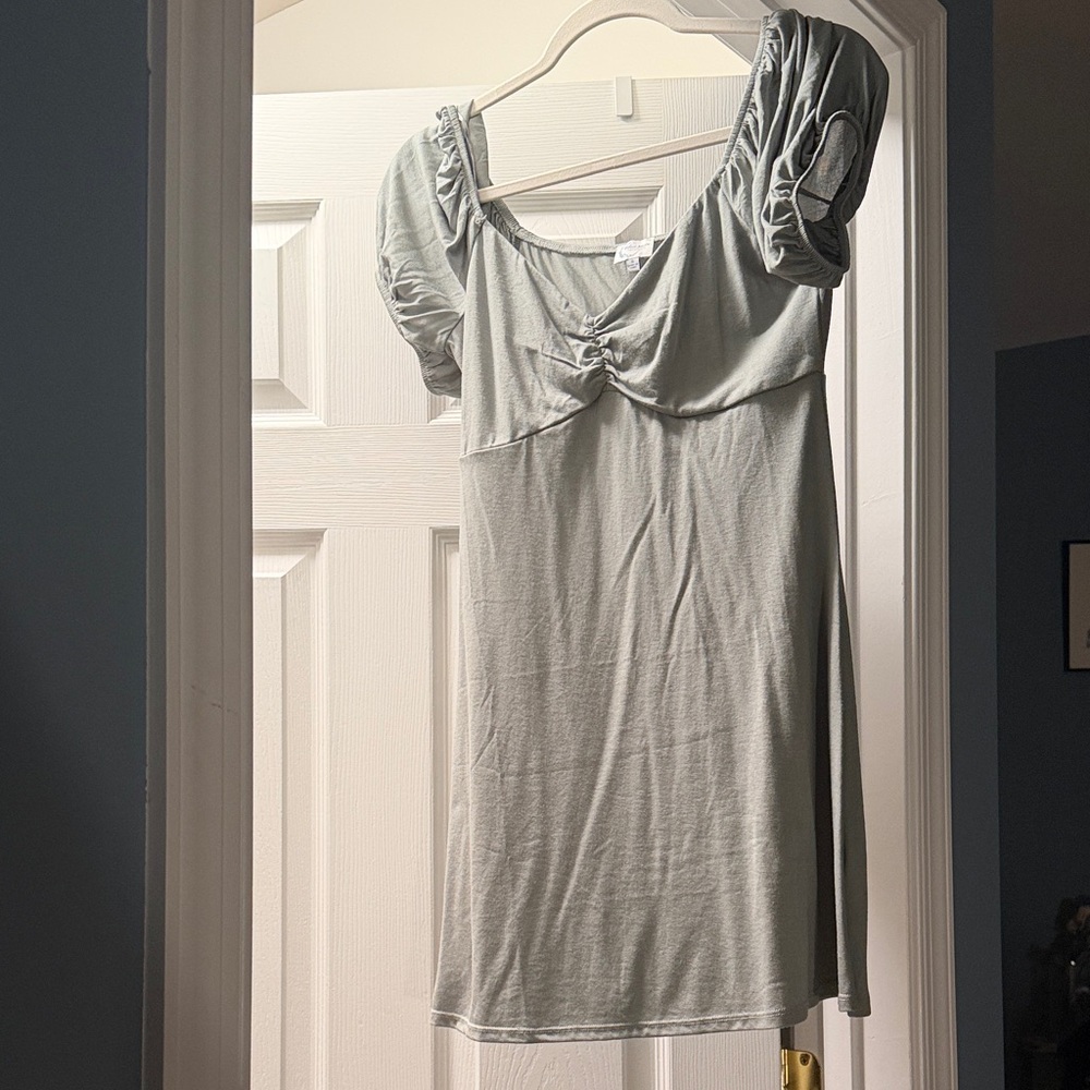 Francesca’s Light Sage Green Short Sleeve Mini Dress